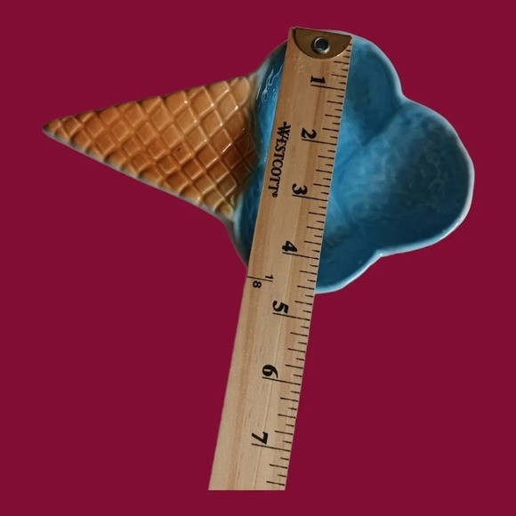 glazed ceramic ice cream plates set of 2 yellow/blue - Picture 7 of 9